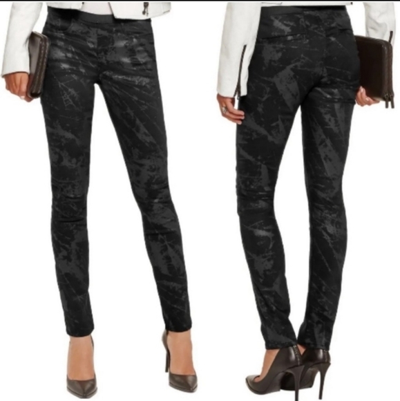 Helmut Lang Pants - Helmut Lang Black Marble Twill coated pull on pants size 26